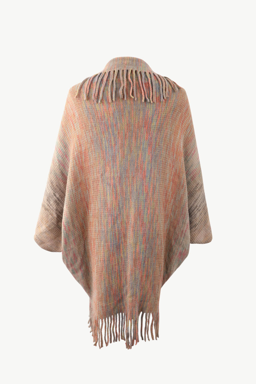 Multicolored Fringe Trim Poncho - Image 17