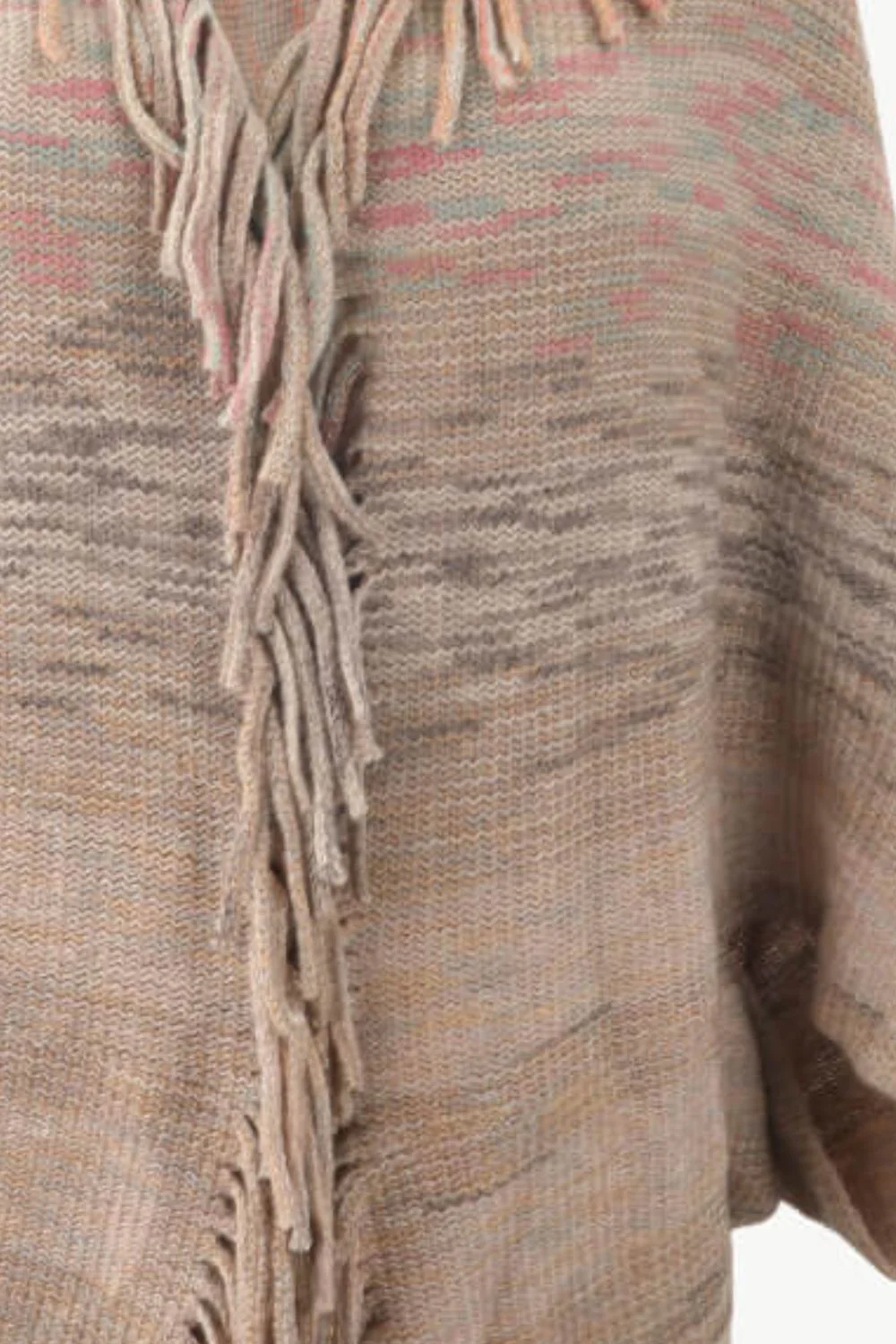 Multicolored Fringe Trim Poncho - Image 18