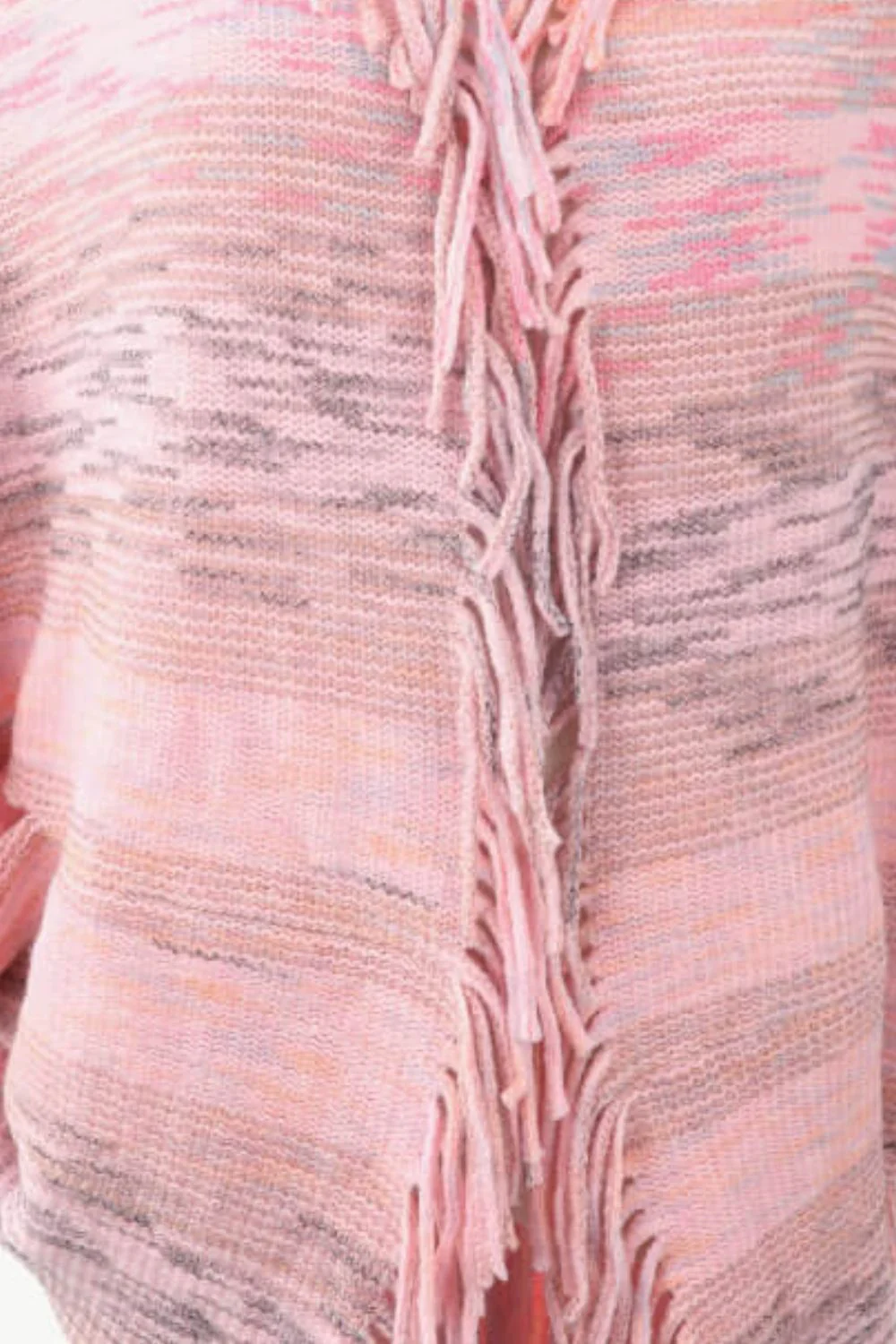 Multicolored Fringe Trim Poncho - Image 9