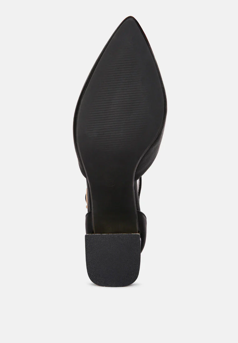 myla faux leather metallic sling heeled sandals by London Rag - Image 11