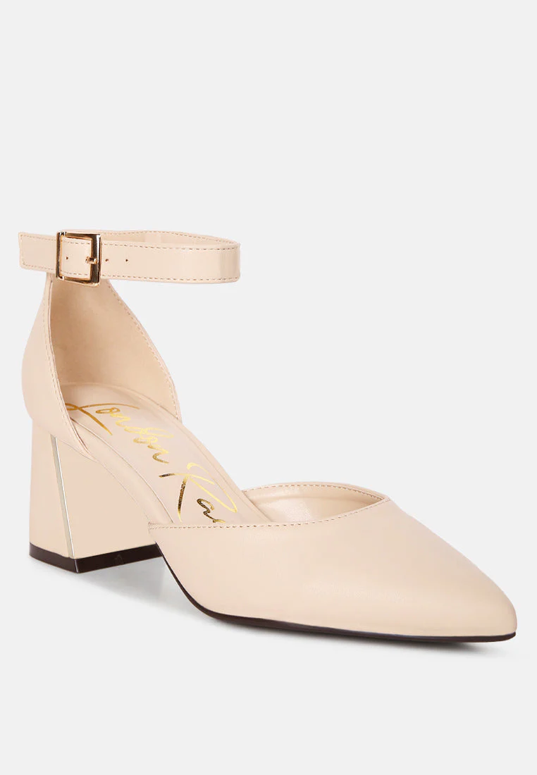 myla faux leather metallic sling heeled sandals by London Rag - Image 2
