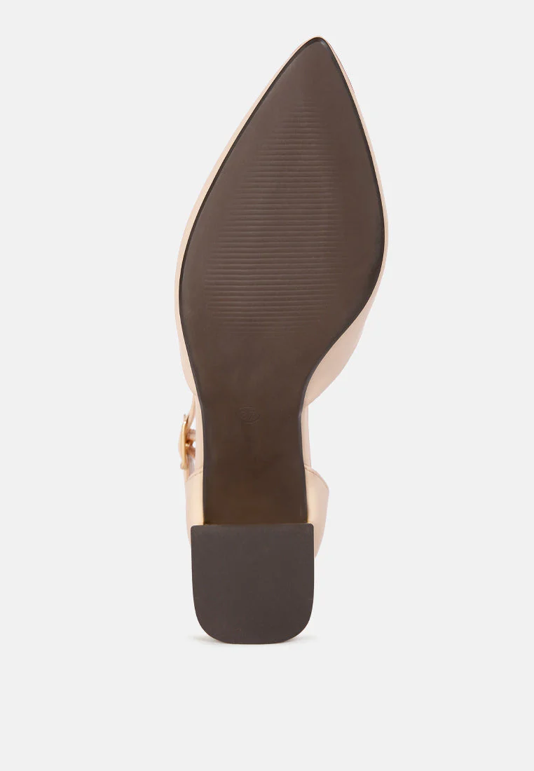 myla faux leather metallic sling heeled sandals by London Rag - Image 5