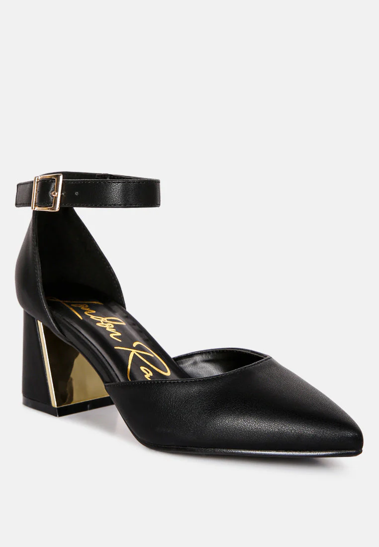myla faux leather metallic sling heeled sandals by London Rag - Image 8