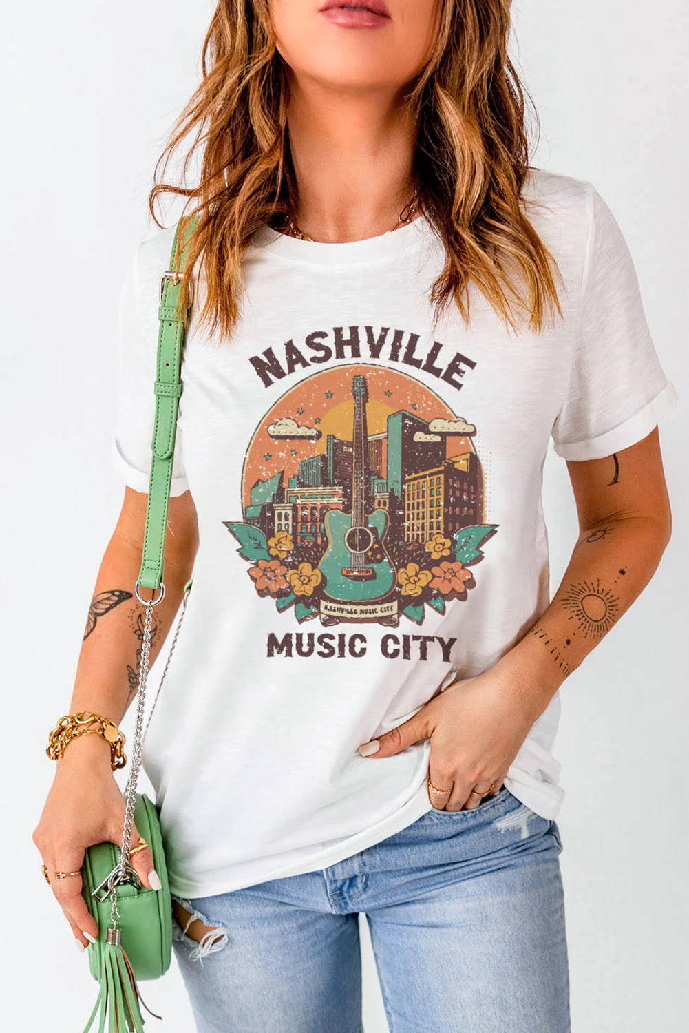 NASHVILLE MUSIC CITY Graphic Round Neck Tee - Image 3