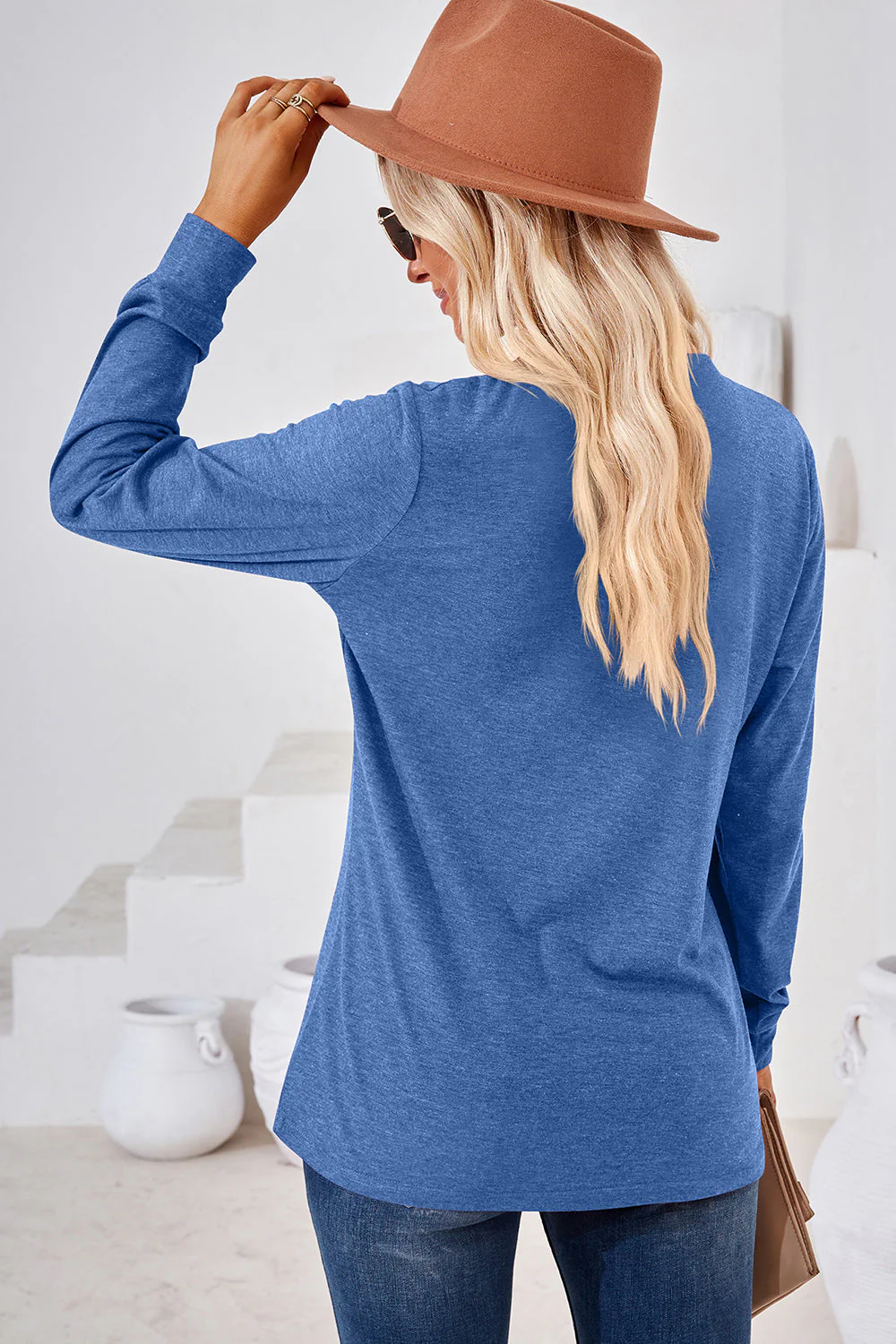 Notched Long Sleeve T-Shirt - Image 2