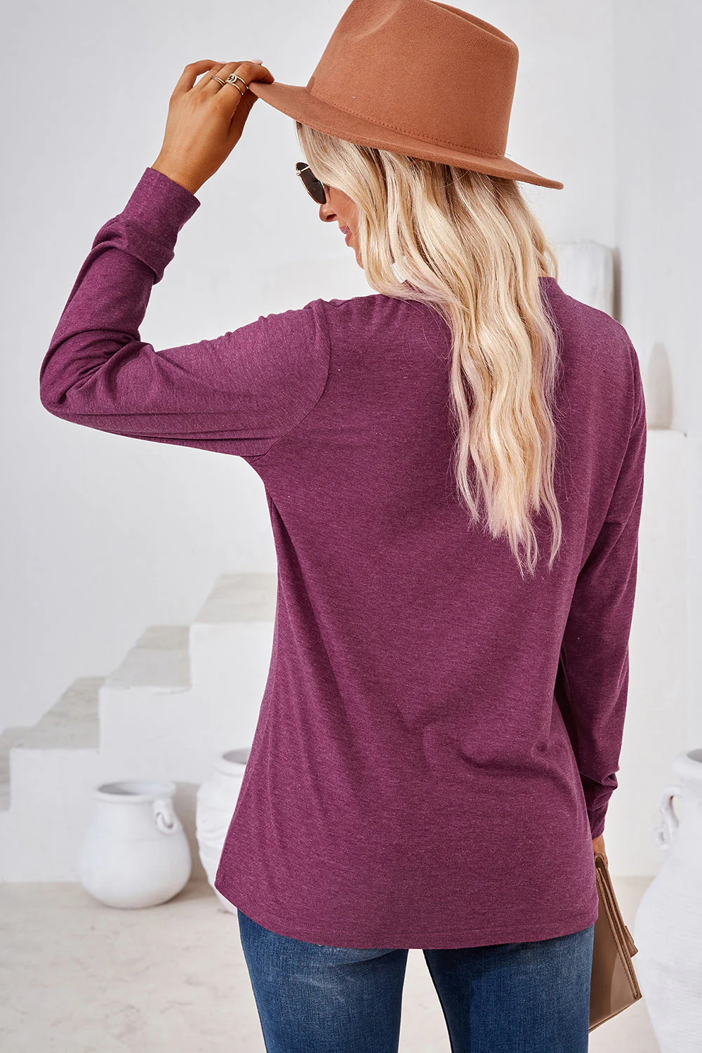 Notched Long Sleeve T-Shirt - Image 24