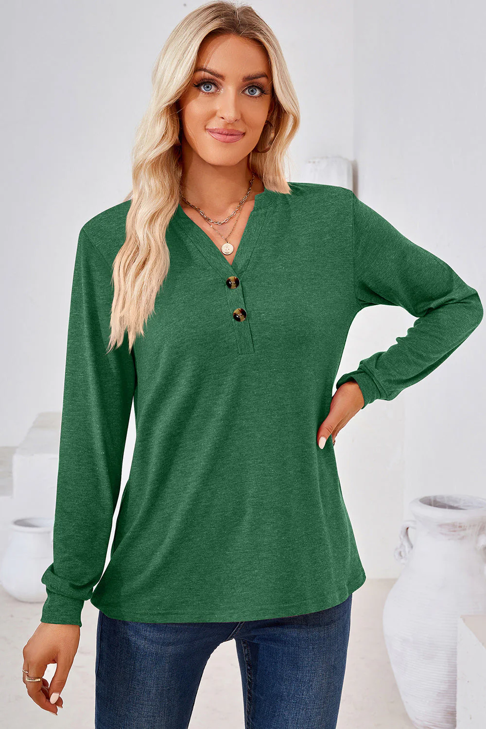 Notched Long Sleeve T-Shirt - Image 7