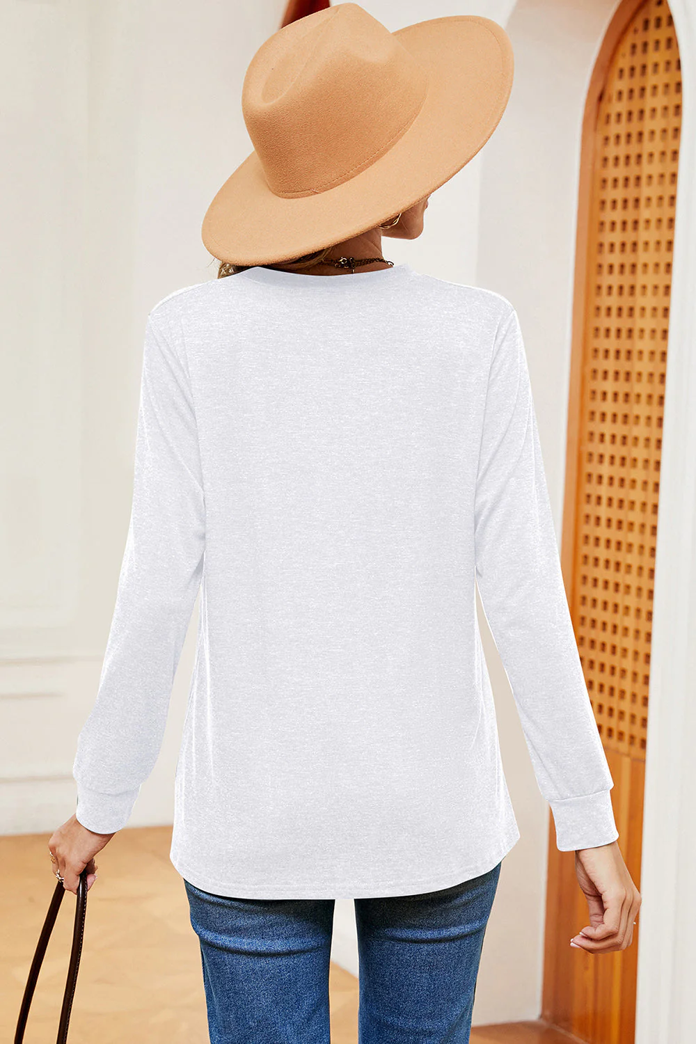 Notched Long Sleeve T-Shirt - Image 2