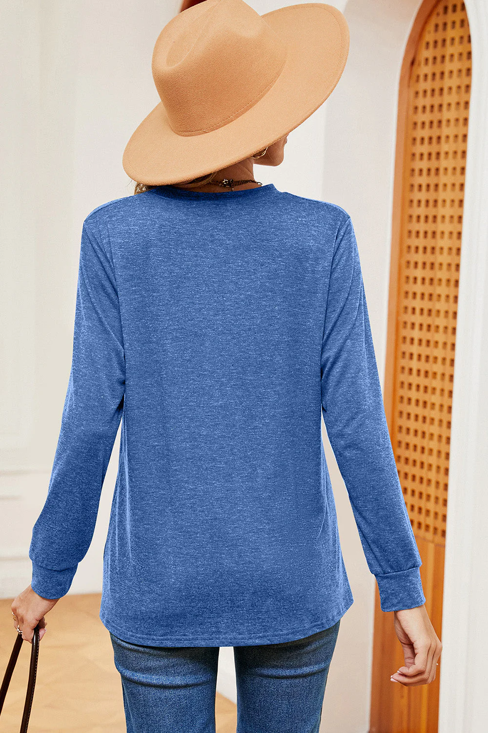 Notched Long Sleeve T-Shirt - Image 8