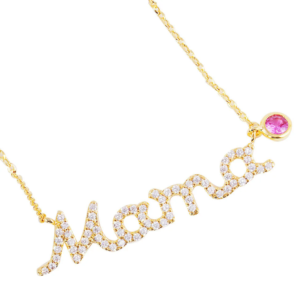 October Birthstone MAMA Message Pendant Necklace by Madeline Love - Image 2