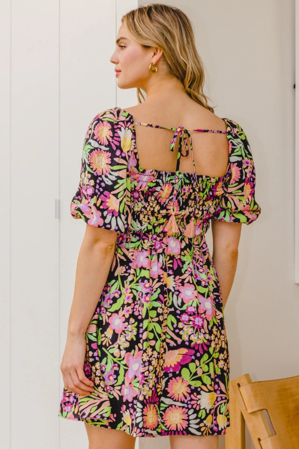ODDI Full Size Floral Tie-Back Mini Dress - Image 2