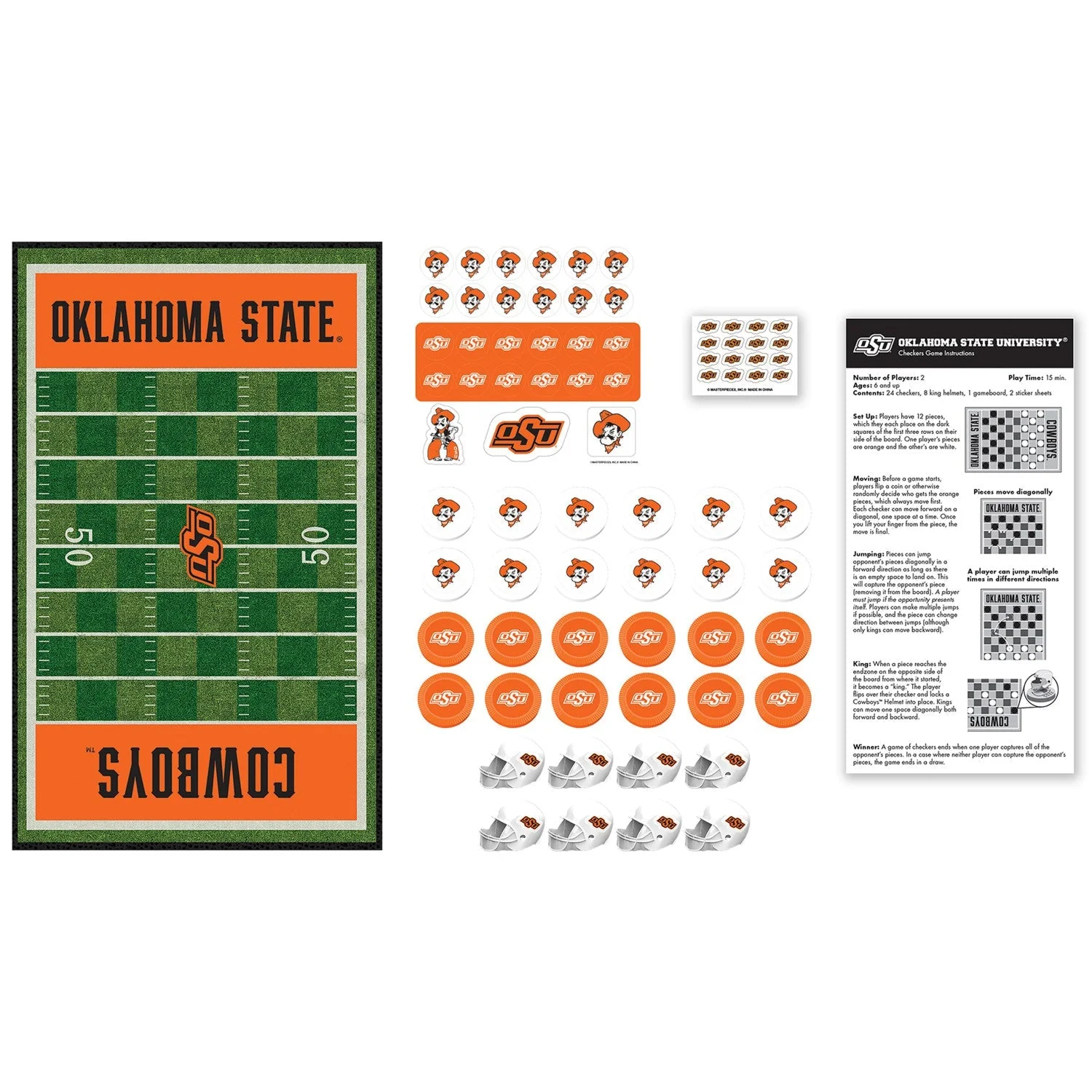 Oklahoma State Cowboys Checkers Board Game by MasterPieces Puzzle Company INC - Image 2