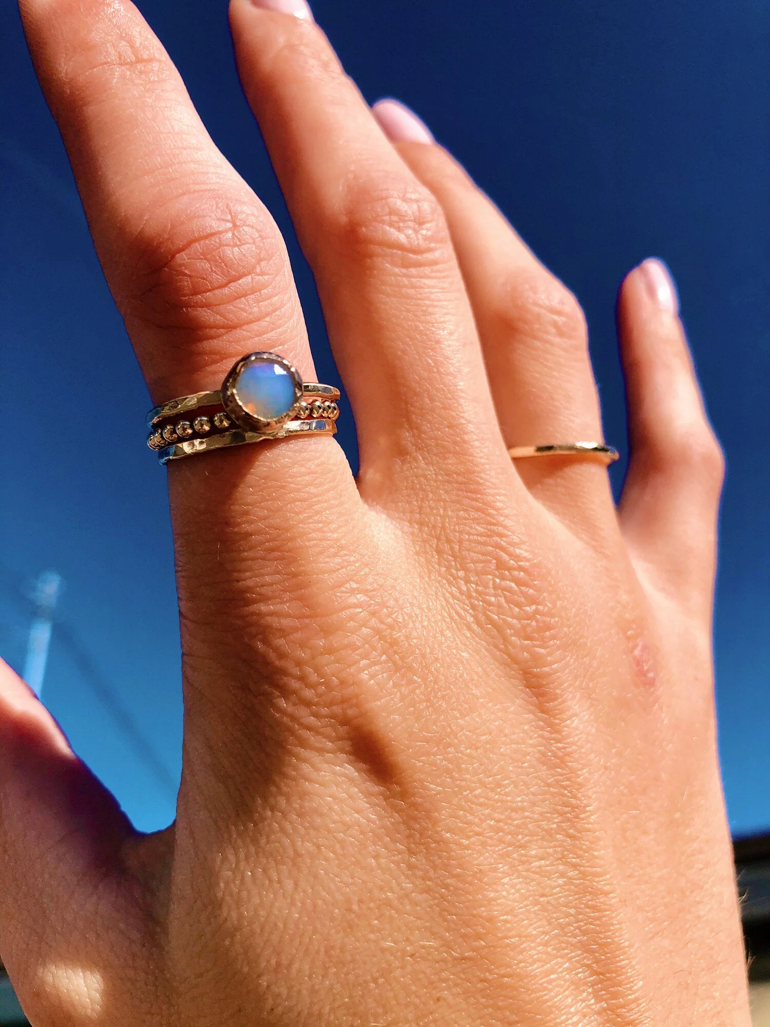 Opal Hammered Gold Ring by Toasted Jewelry - Image 2