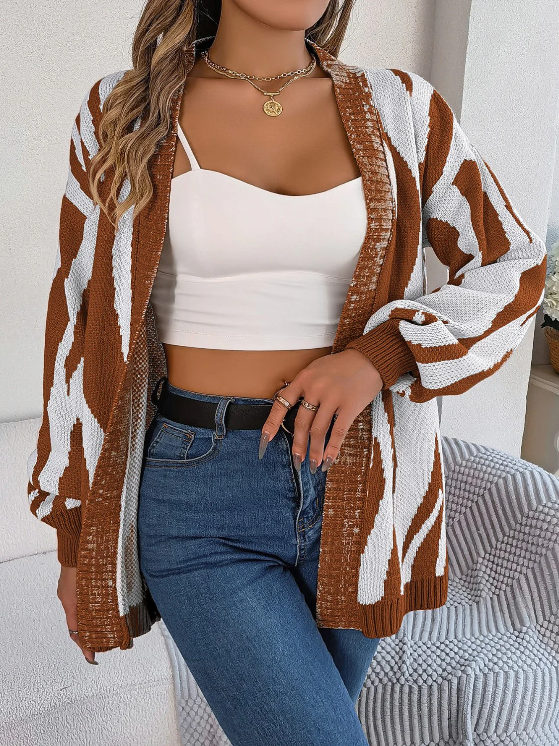 Open Front Animal Print Cardigan - Image 10