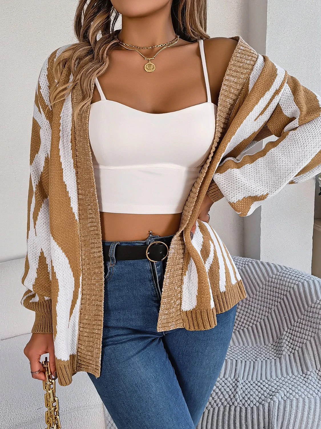 Open Front Animal Print Cardigan - Image 3