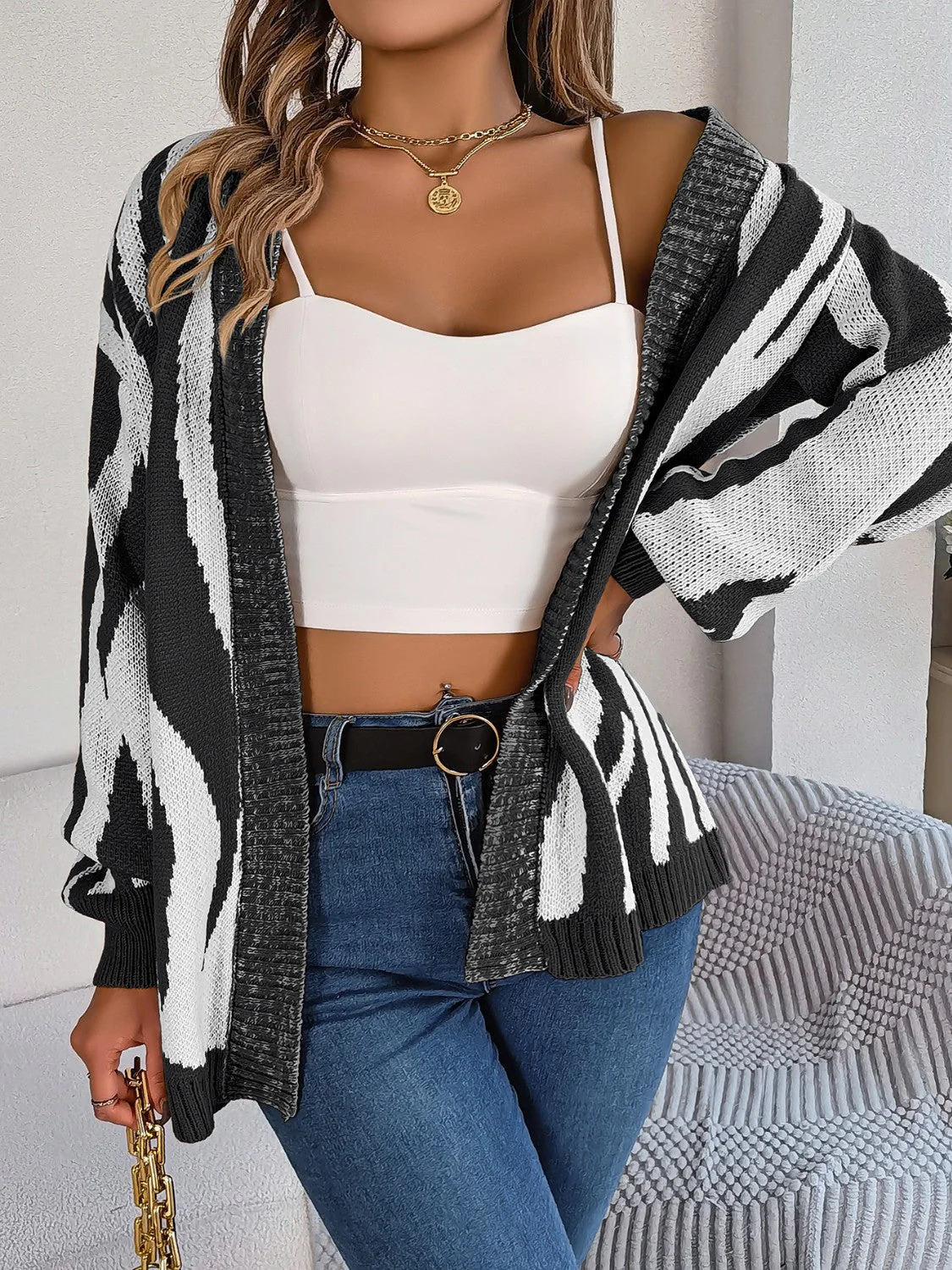 Open Front Animal Print Cardigan - Image 6