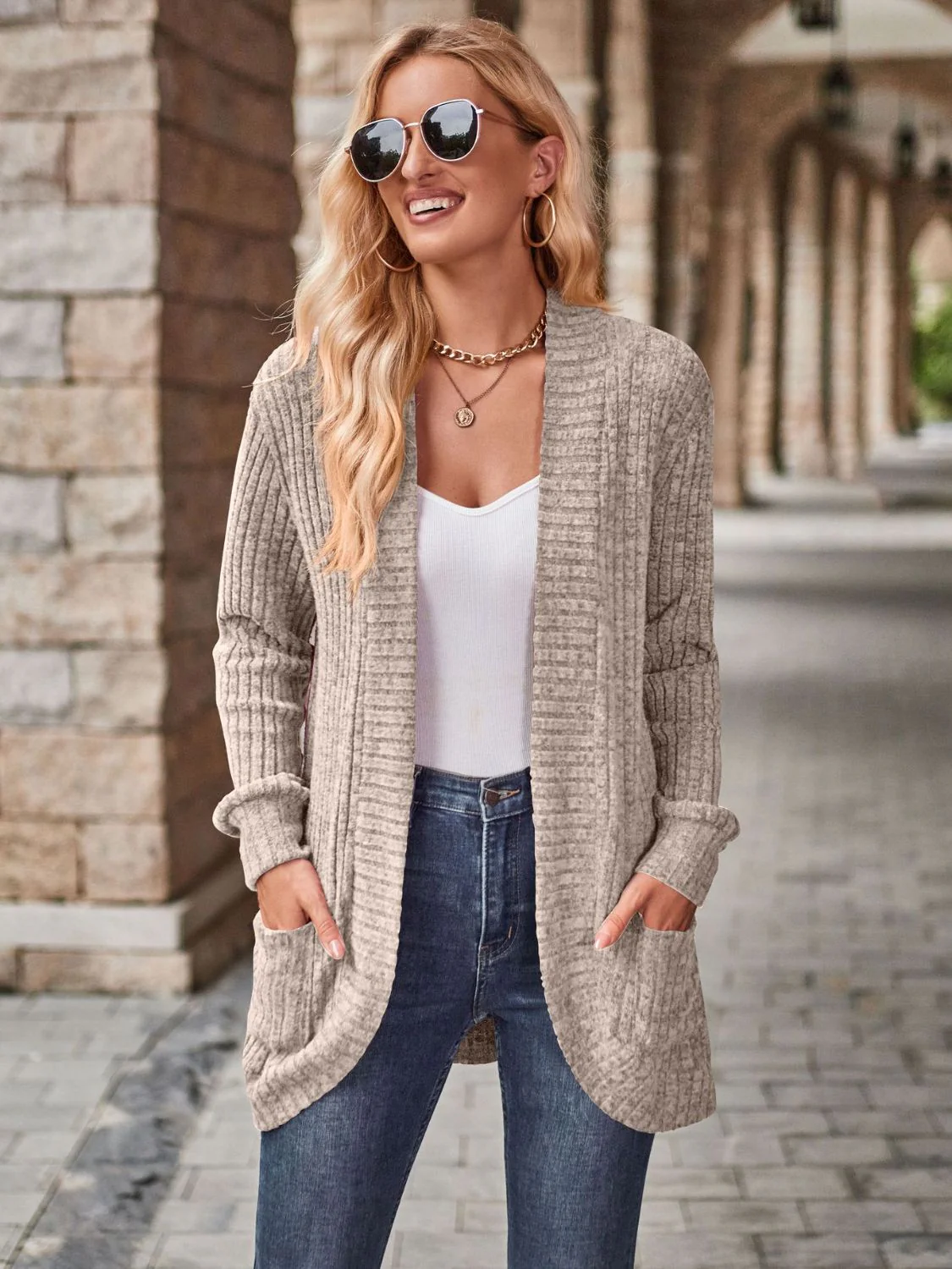 Open Front Cardigan with Pockets - Image 10
