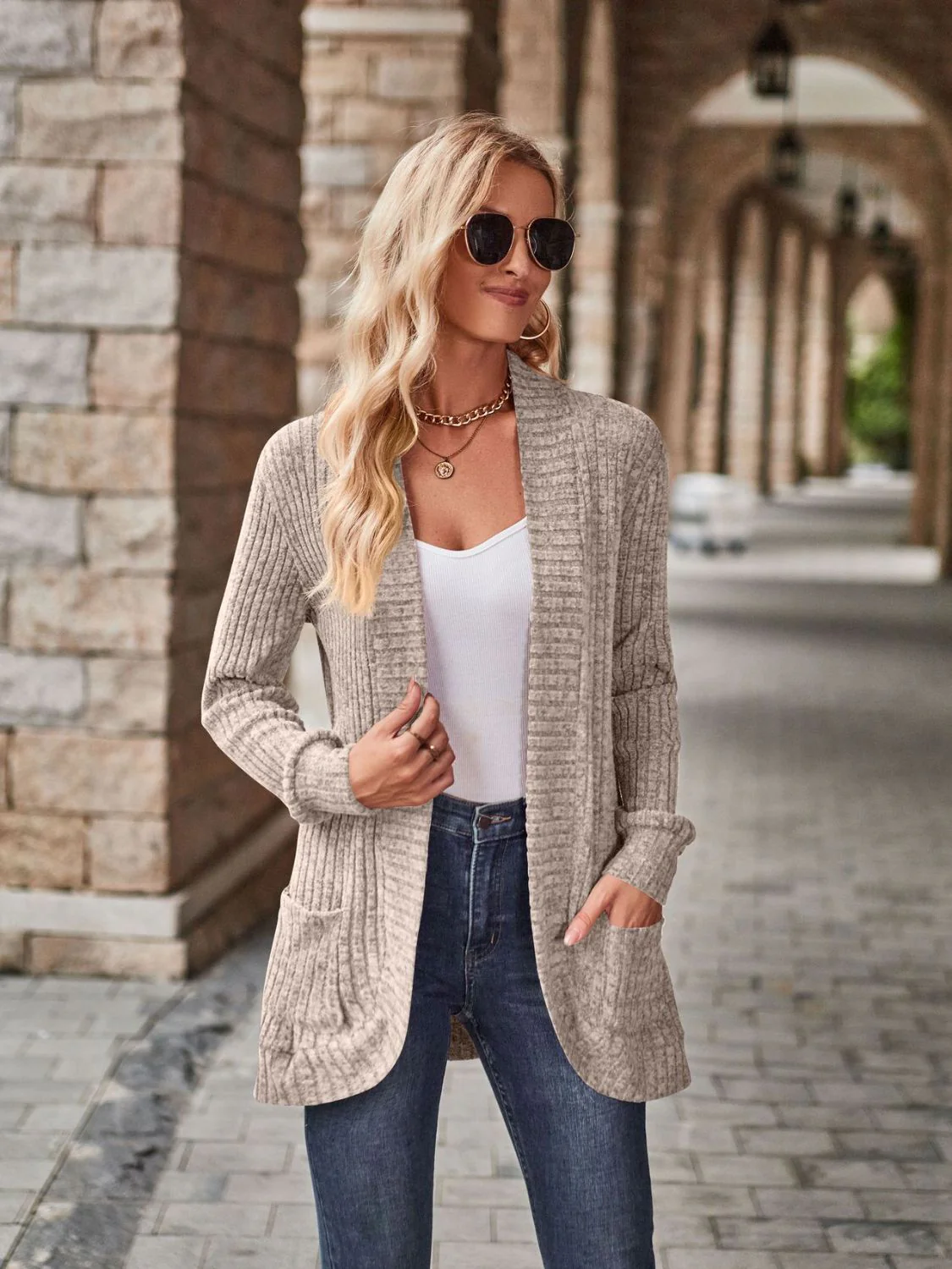 Open Front Cardigan with Pockets - Image 11