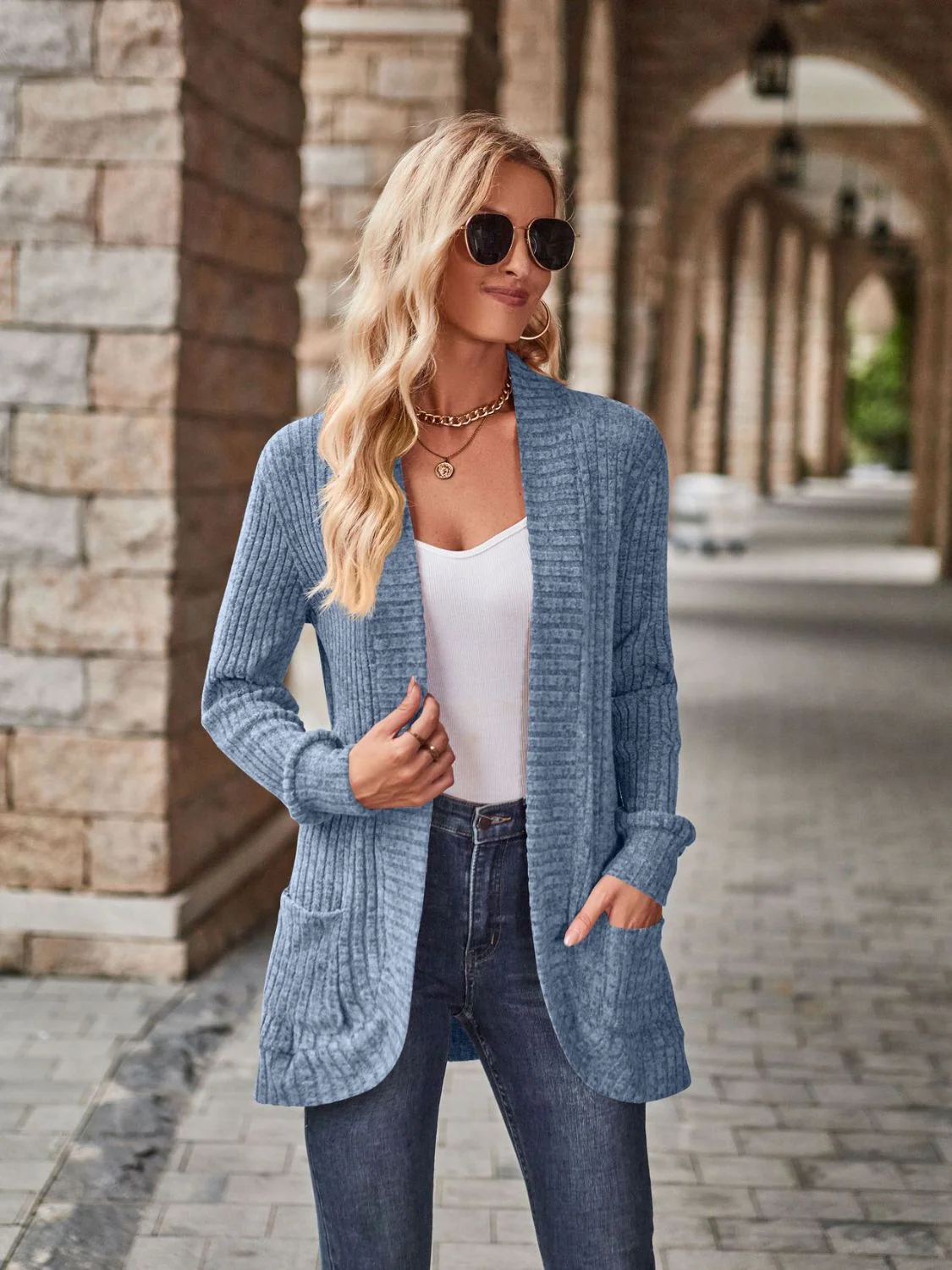Open Front Cardigan with Pockets - Image 13