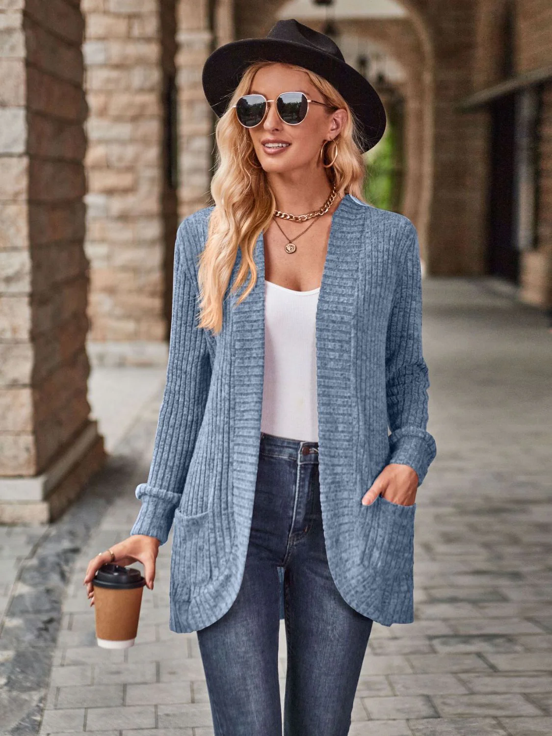 Open Front Cardigan with Pockets - Image 14