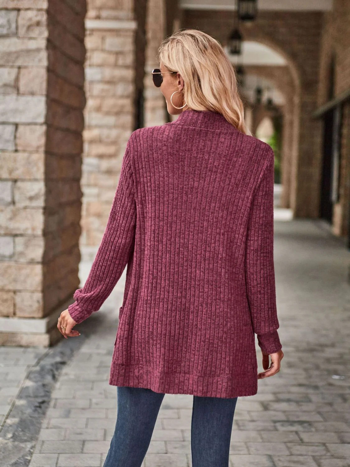 Open Front Cardigan with Pockets - Image 3