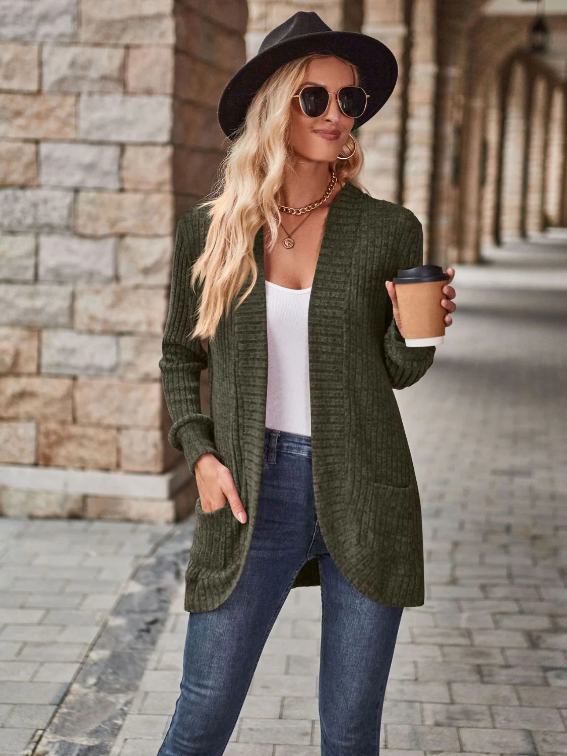Open Front Cardigan with Pockets - Image 5