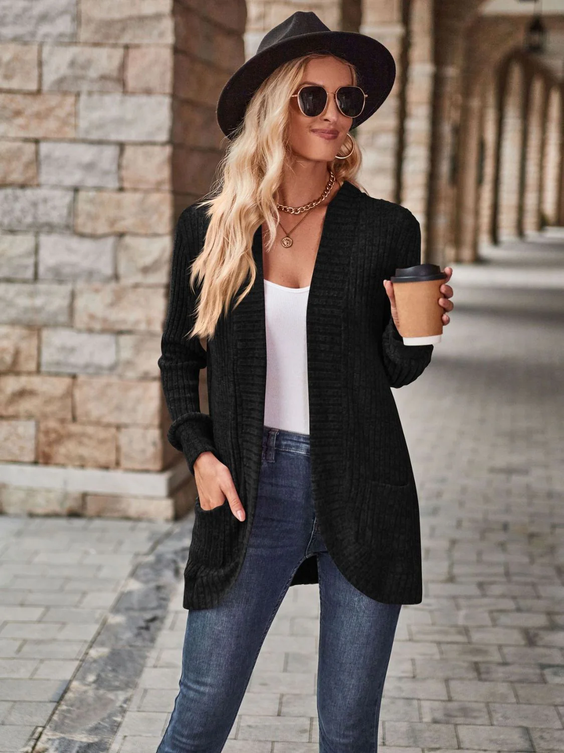 Open Front Cardigan with Pockets - Image 7