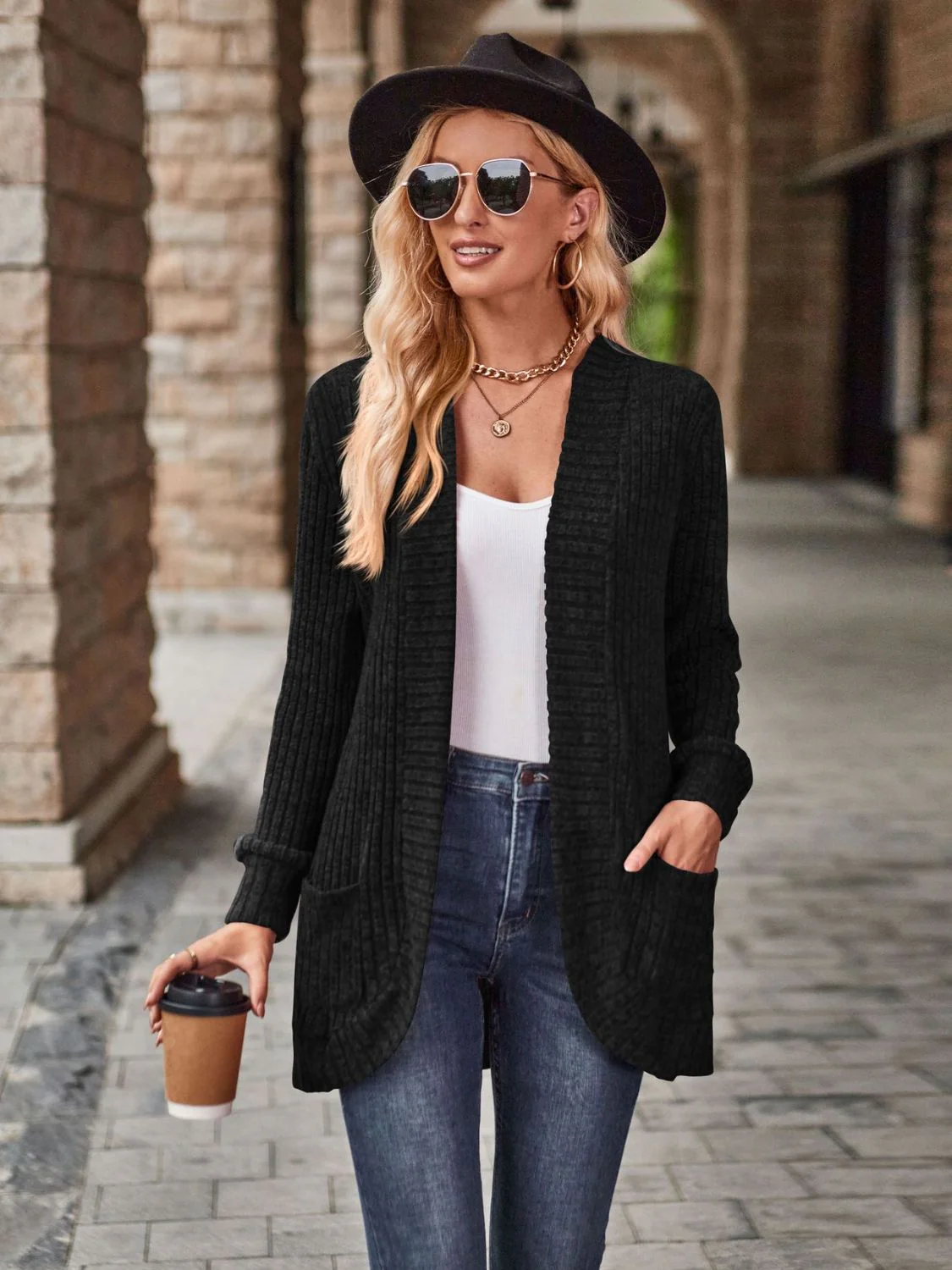 Open Front Cardigan with Pockets - Image 8