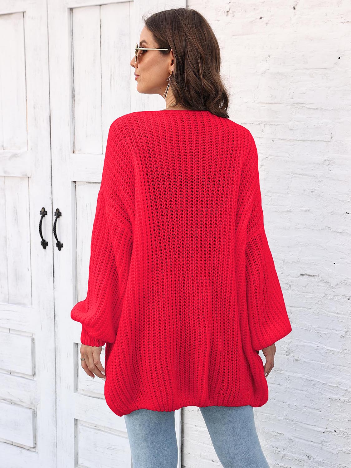 Open Front Dropped Shoulder Longline Cardigan - Image 12