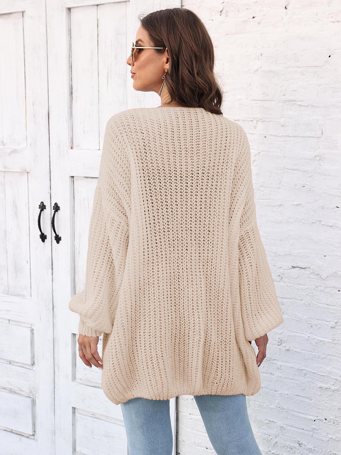 Open Front Dropped Shoulder Longline Cardigan - Image 15
