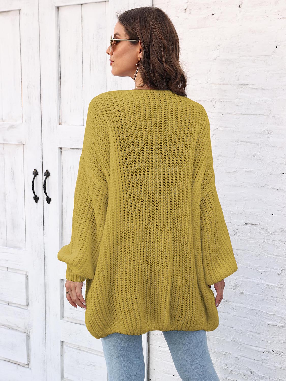 Open Front Dropped Shoulder Longline Cardigan - Image 2