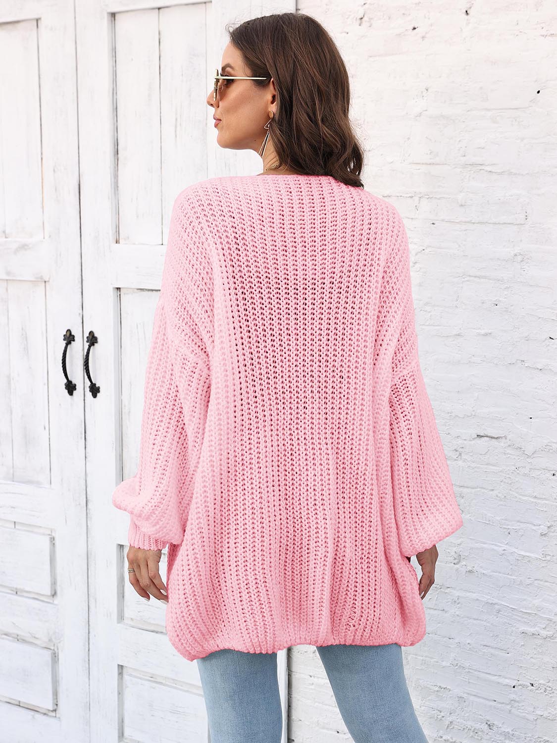 Open Front Dropped Shoulder Longline Cardigan - Image 6