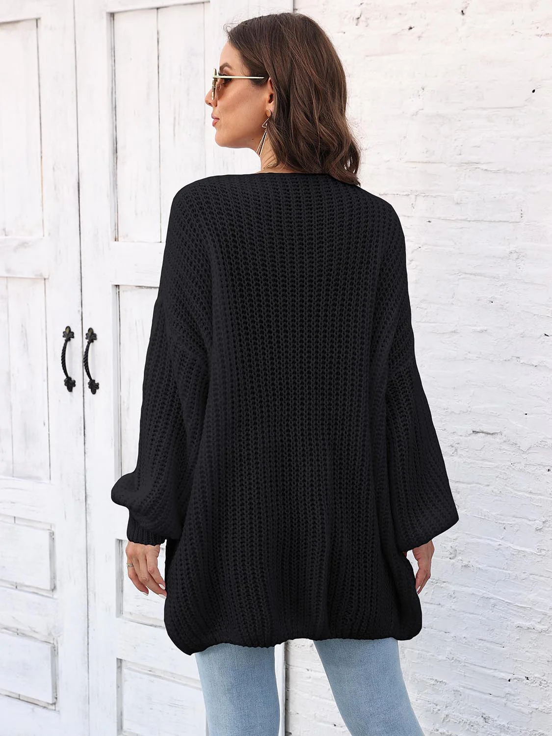 Open Front Dropped Shoulder Longline Cardigan - Image 9