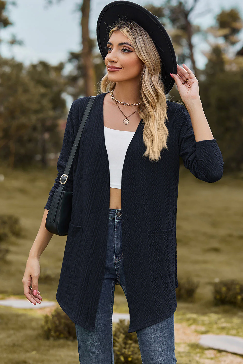 Open Front Long Sleeve Cardigan - Image 11