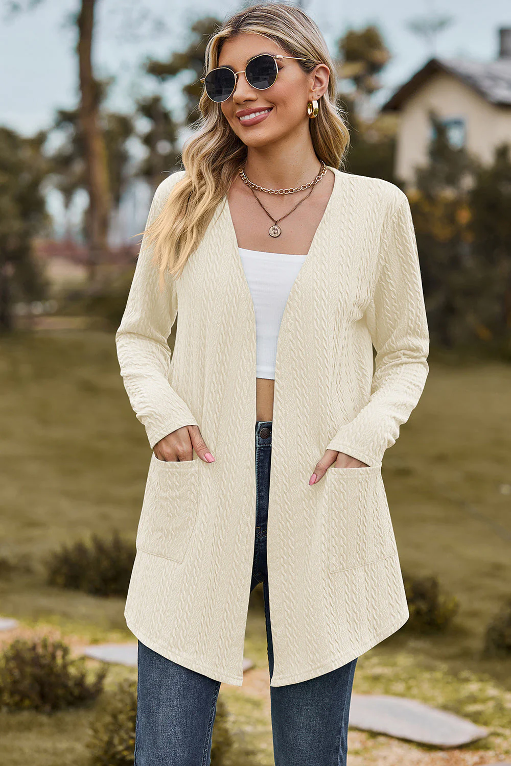 Open Front Long Sleeve Cardigan - Image 13