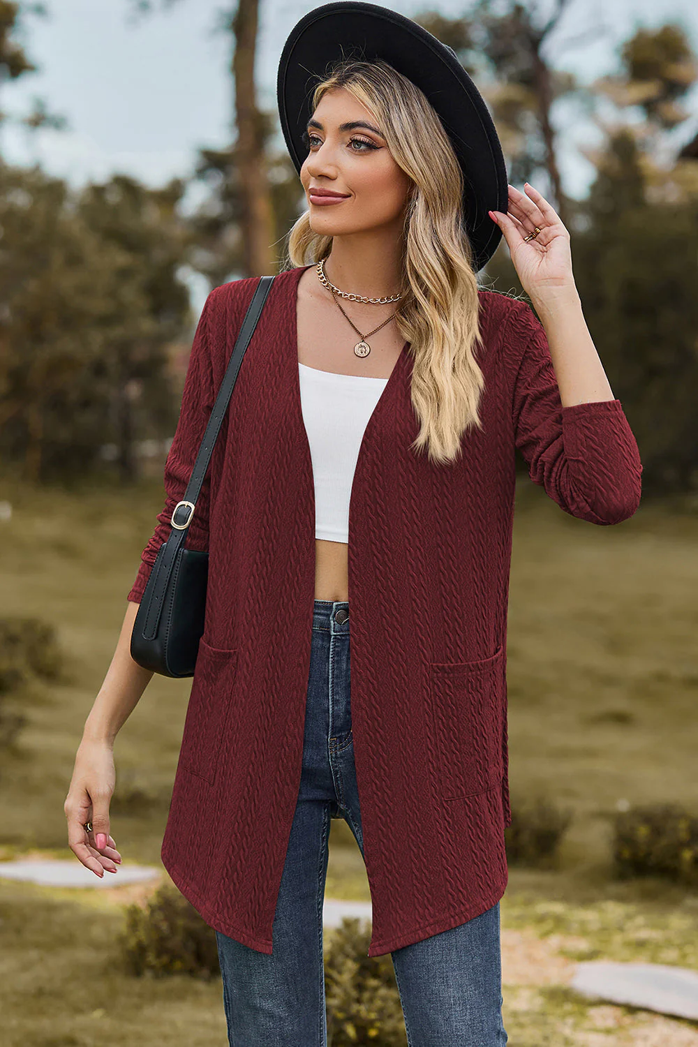 Open Front Long Sleeve Cardigan - Image 3