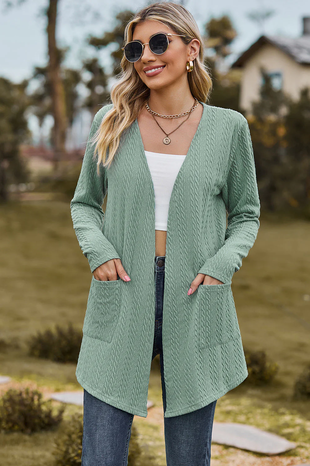 Open Front Long Sleeve Cardigan - Image 7