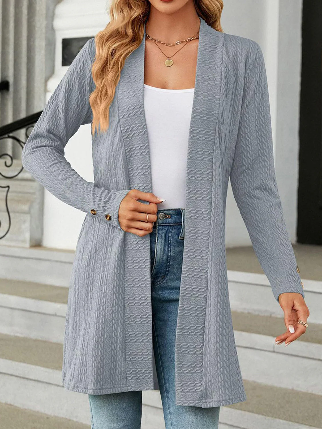 Open Front Long Sleeve Cardigan - Image 2