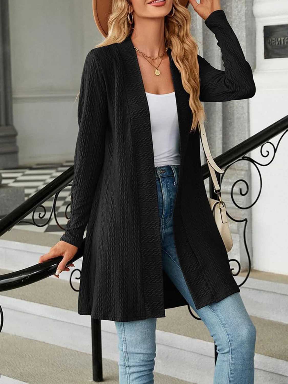 Open Front Long Sleeve Cardigan - Image 6