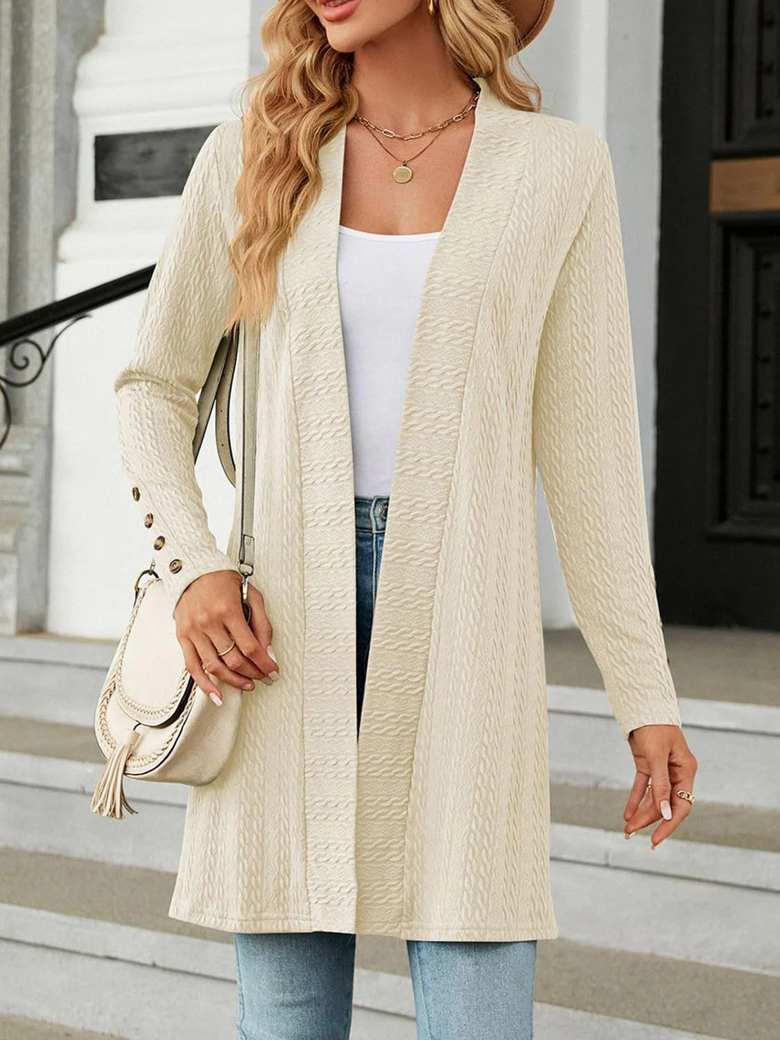 Open Front Long Sleeve Cardigan - Image 7