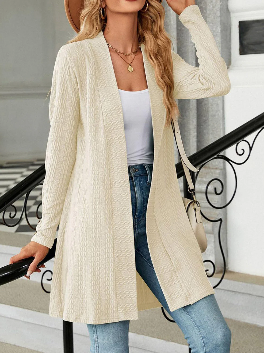 Open Front Long Sleeve Cardigan - Image 8