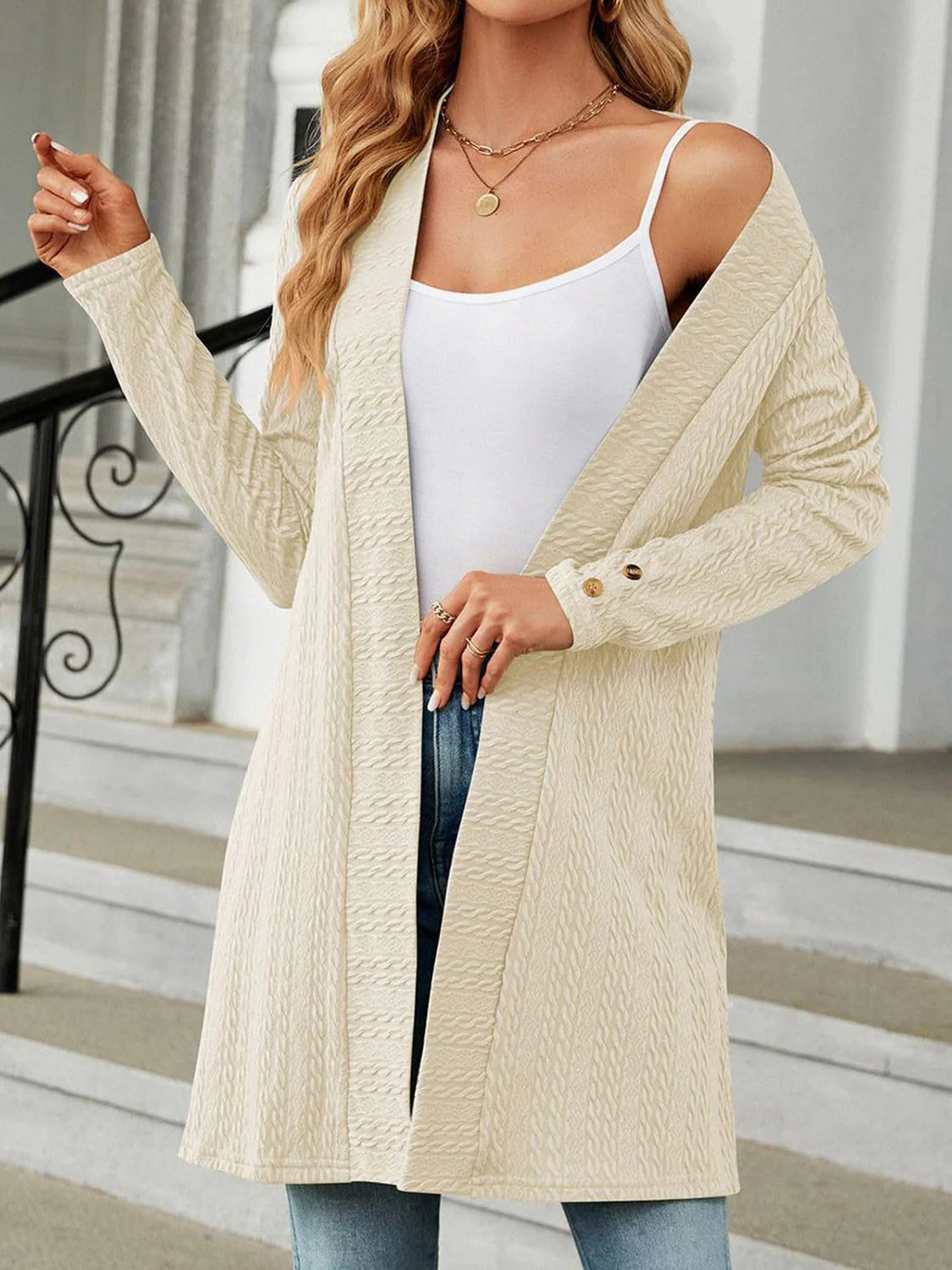 Open Front Long Sleeve Cardigan - Image 9