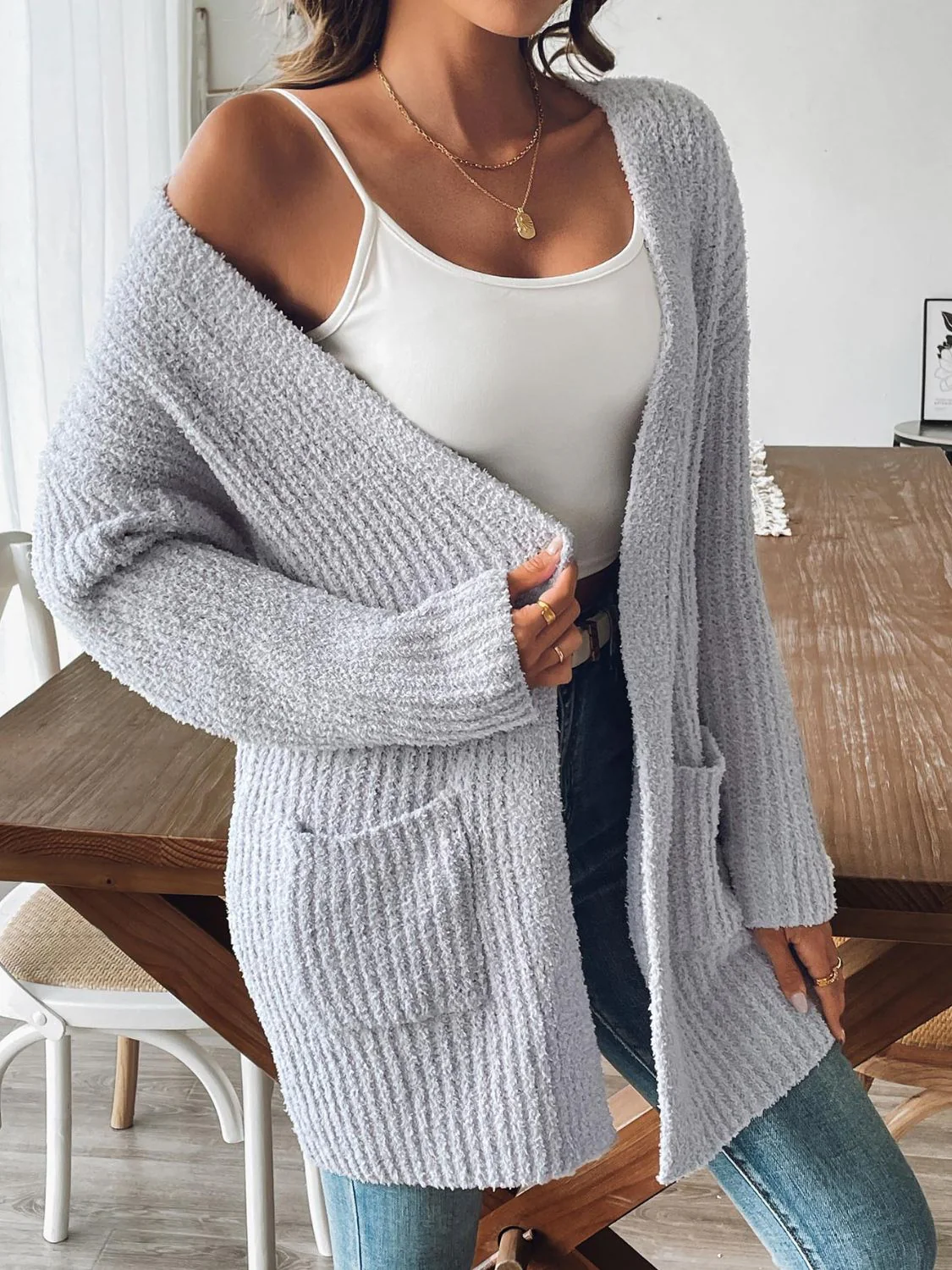 Open Front Long Sleeve Cardigan - Image 3