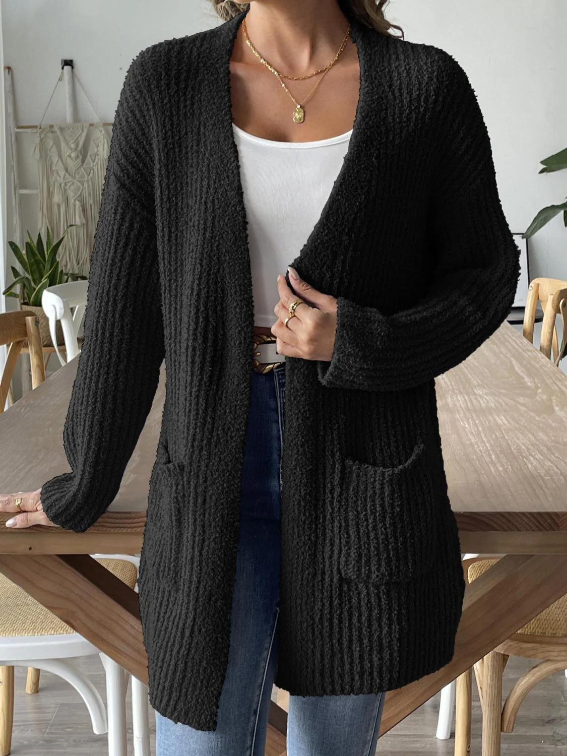 Open Front Long Sleeve Cardigan - Image 7