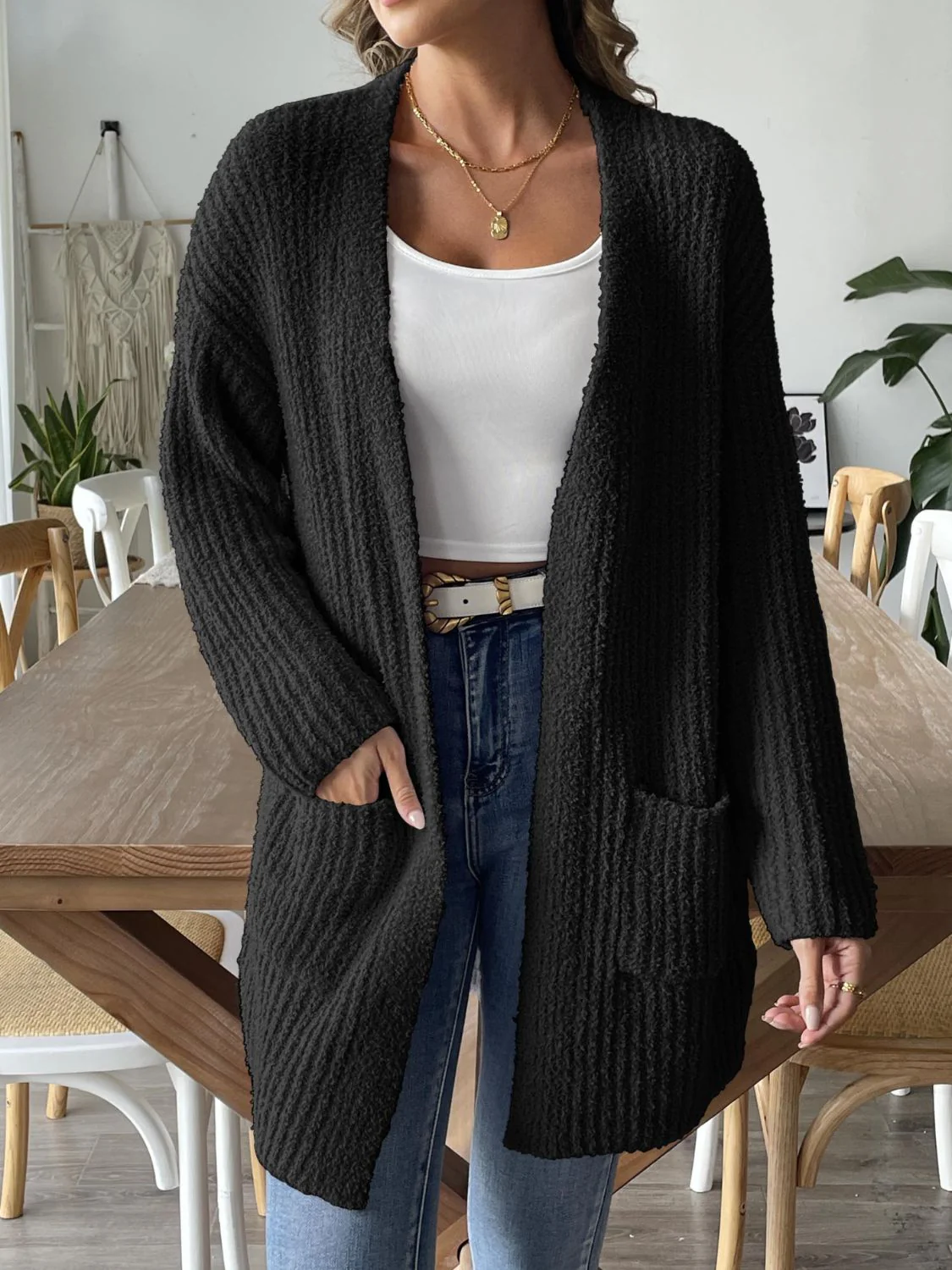 Open Front Long Sleeve Cardigan - Image 9
