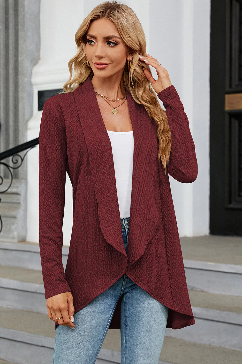 Open Front Long Sleeve Cardigan - Image 14