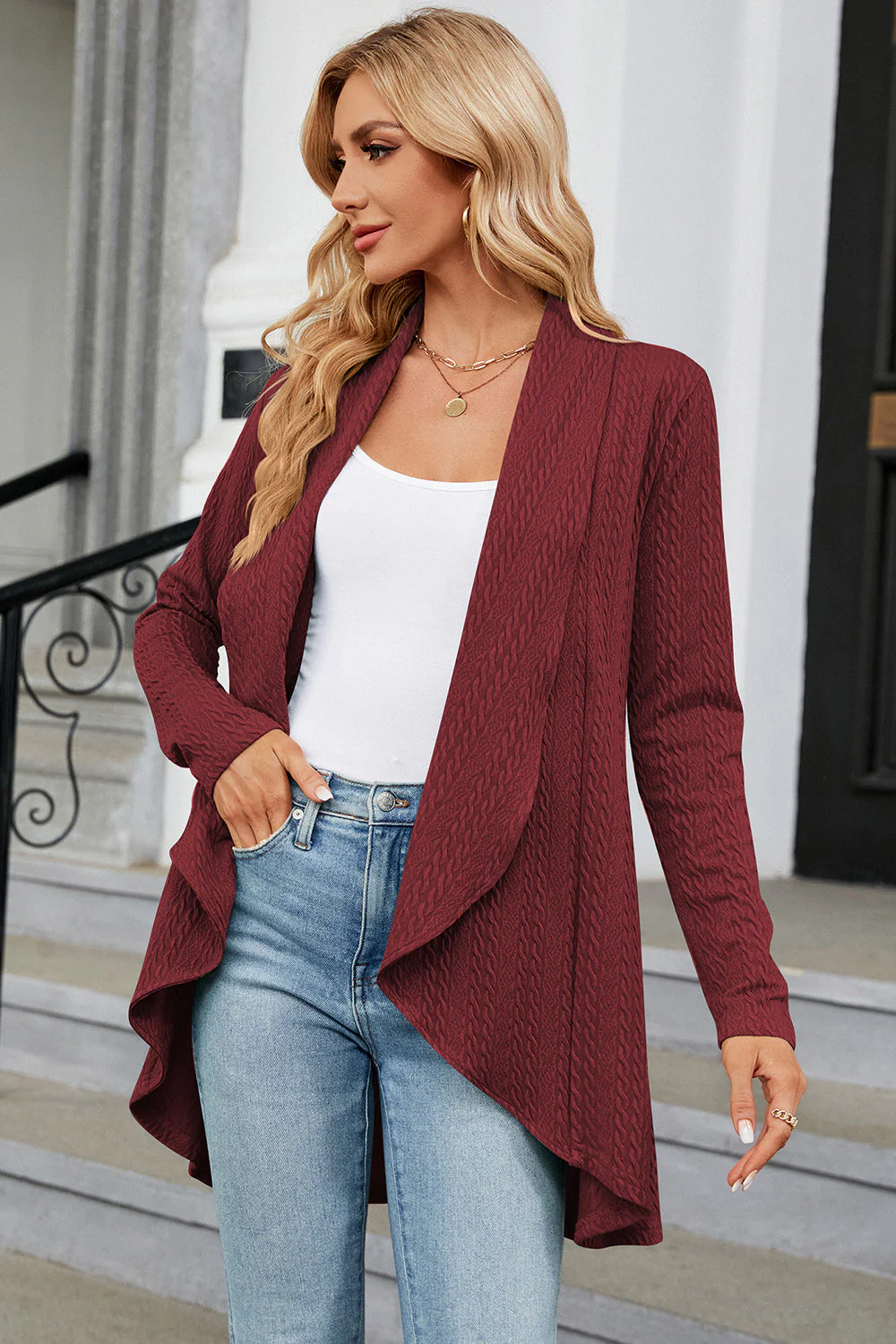 Open Front Long Sleeve Cardigan - Image 15