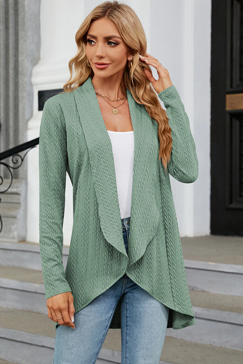 Open Front Long Sleeve Cardigan - Image 23