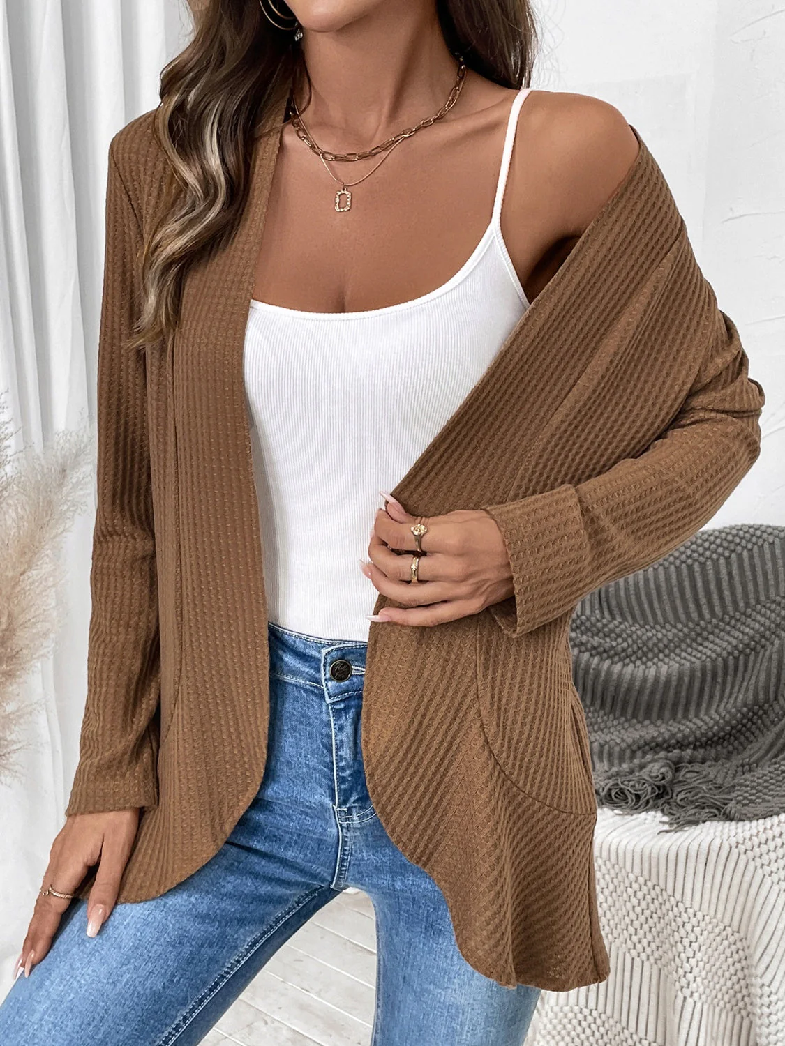 Open Front Long Sleeve Cardigan - Image 3