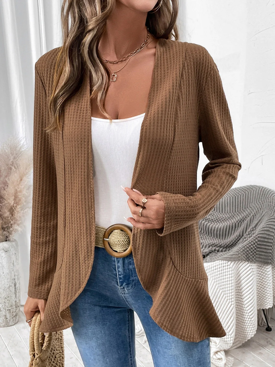 Open Front Long Sleeve Cardigan - Image 4